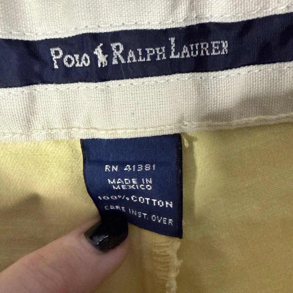 Vintage Polo Ralph Lauren Mens Size 40 Yellow Tyler Short Pleated Cotton Chino